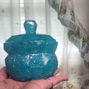 Sparkling Blue Decorative Jar